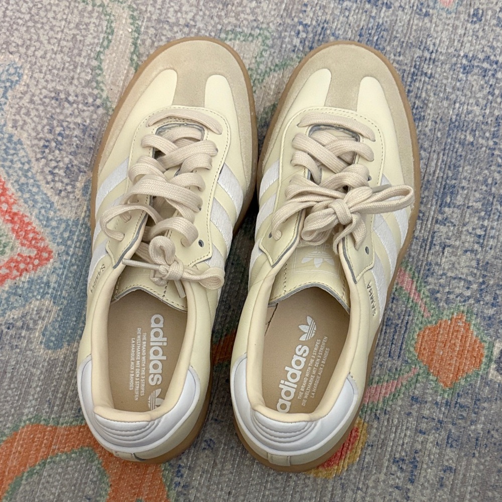 Adidas Cream and White Casual Sneakers